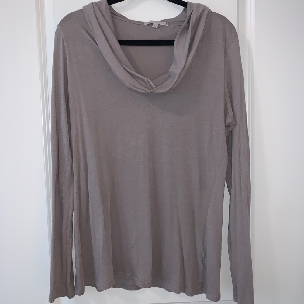 GAP Grey lightweight long sleeve cowlneck top (L)